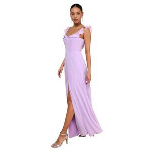 Lulus A-Line Ruffle Purple Maxi Dress Size XS Bridesmaid Lavender Long Formal